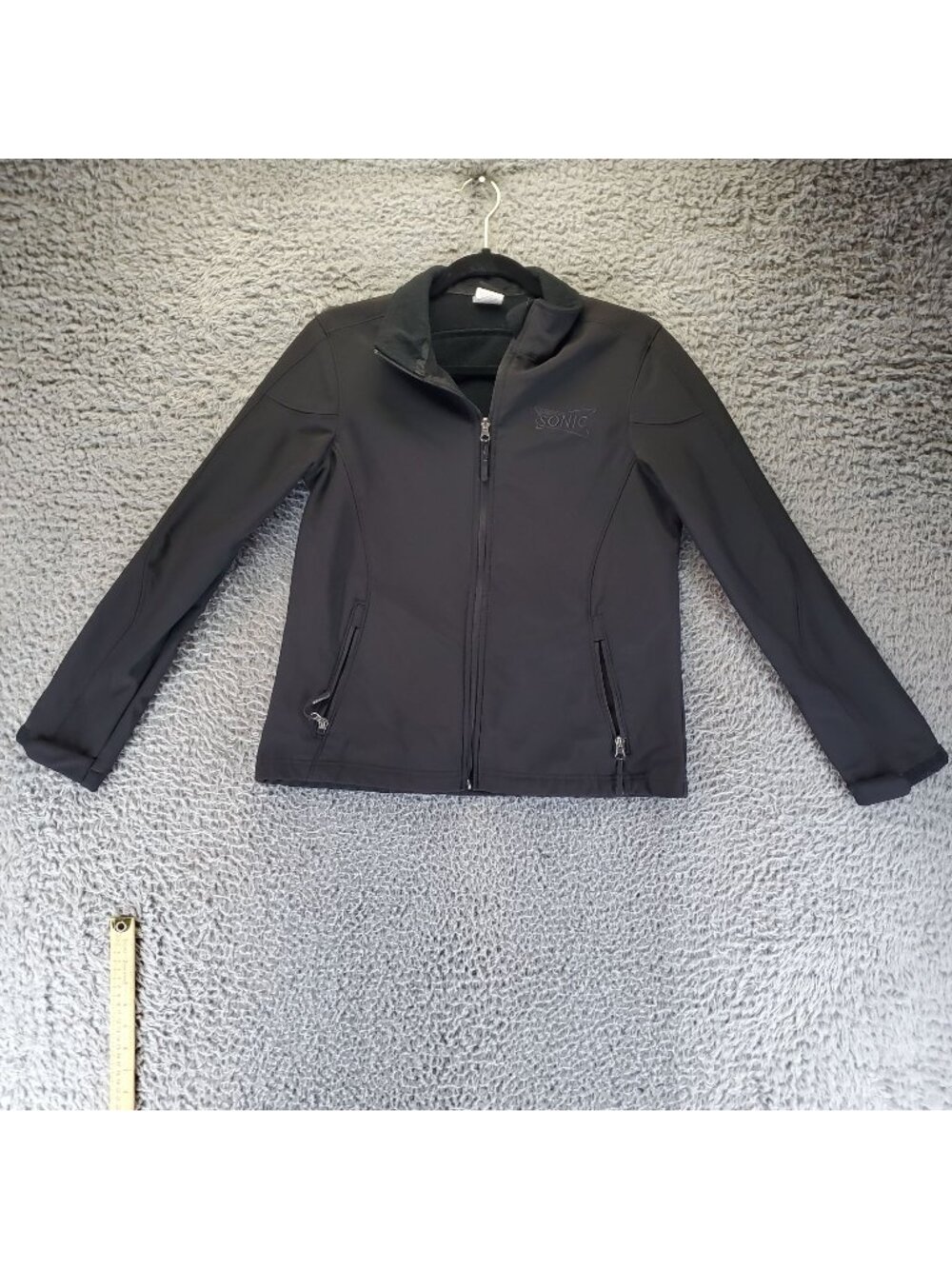 Sonic Jacket Womens Medium Black Bonded Fleece Full Zip Logo Stretch Workwear